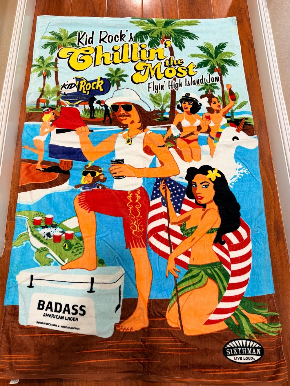 Kid Rock 'Chillin' the Most' Beach Towel - flying high island jam beach towel